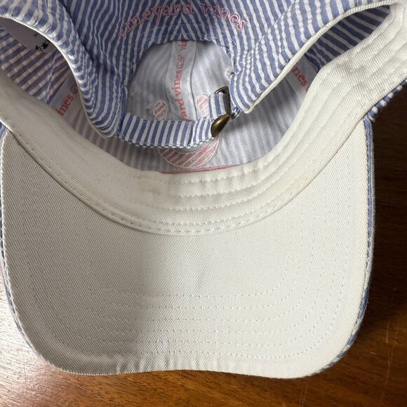 Vineyard Vines Kentucky Derby 2016 Blue & White Stripe with Pink Ball cap Hat - Picture 5 of 7
